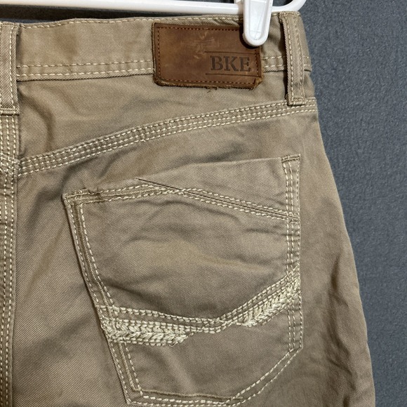 BKE Jeans Mens 30L Brown Jake Boot Leg Denim Embroidered Buckle Western Stretch - Picture 6 of 9